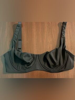 Shecurve Underwire Support Seamless Unlined Balconette Bra Black 34D Wide Strap